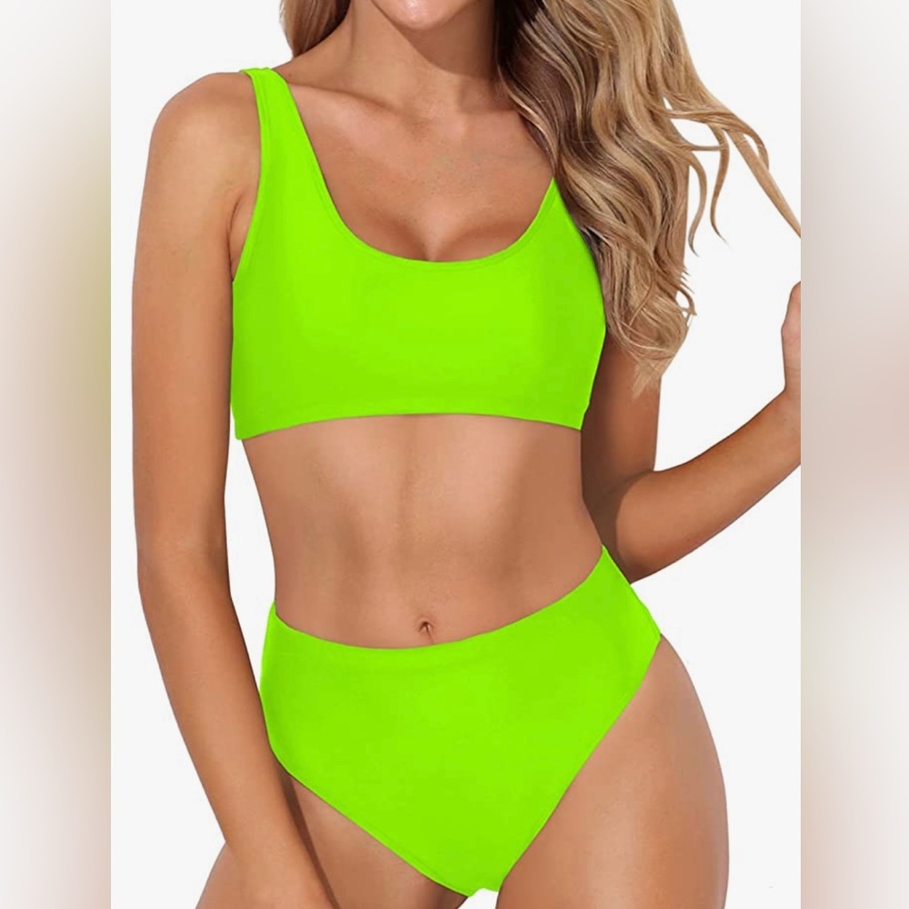 Lime green high rise bikini